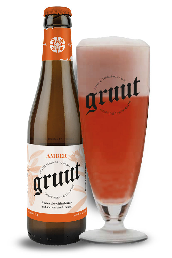 Cerveza Gruut Amber con copa