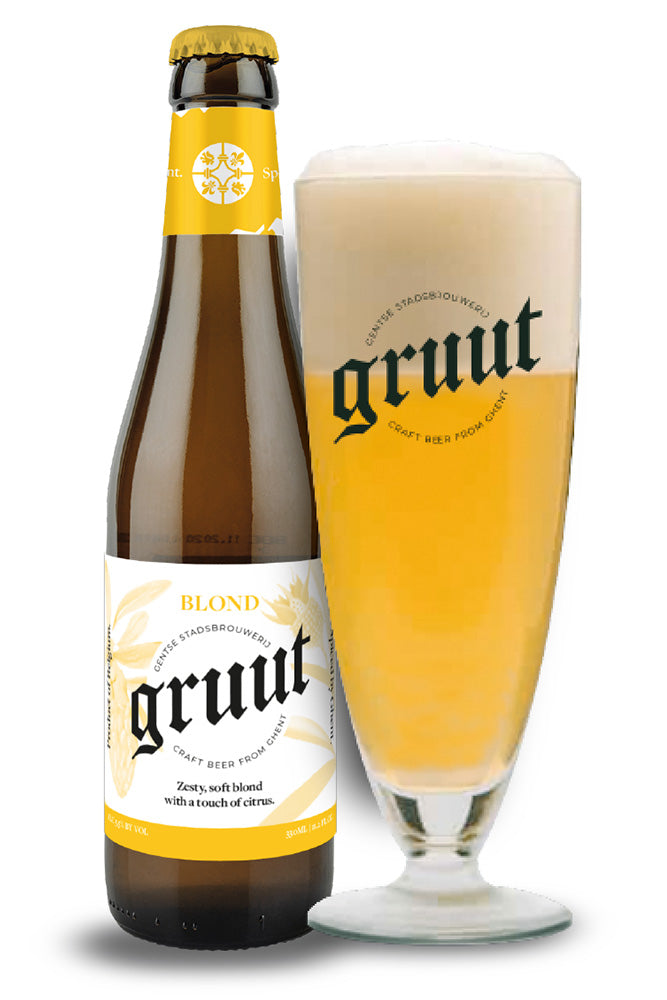 Cerveza Gruut Blond con copa